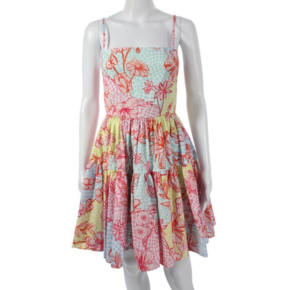 Mary Katrantzou Women Fit & Flare Multicolor Square Neck Dress Size 6